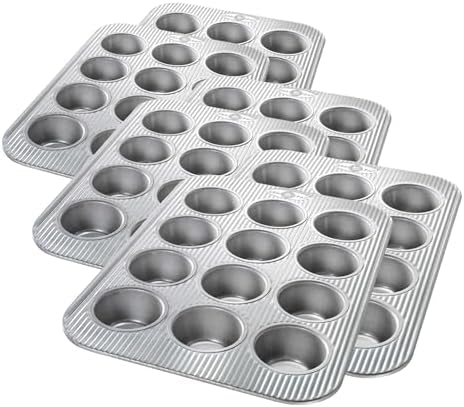 USA Pan Bakeware Muffin Pan, 12-Well, Set of 2, Aluminized Steel (Pack of 3)