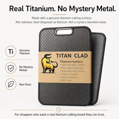 Titanium Cutting Board for Kitchen, Cutting Board Double Sided Food Grade, Pure Titanium and Wheat Straw PP, Scratch Resistant, Non Toxic Chopping Board, Dishwasher Safe, Easy to Clean Large Size