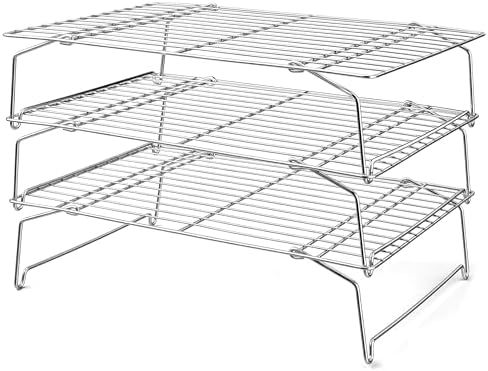 LIANYU Cooling Rack 15"x10", 3-Tier Stackable & Collapsible Cooling Racks
