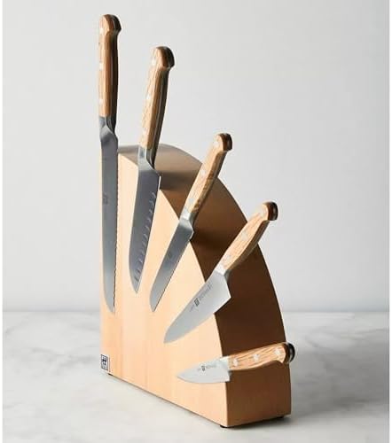 ZWILLING Round Magnetic Knife Block, Made in Italy, Natural Beechwood Kitchen Knife Holder, Contemporary Countertop Storage