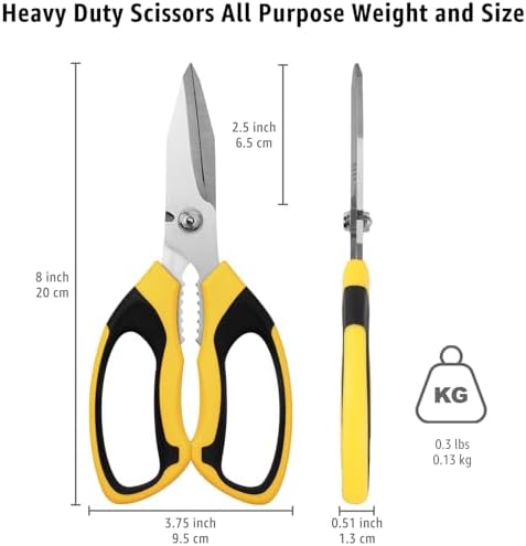 BoFuYuan Utility Scissors All Purpose heavy duty 8-Inch Yellow