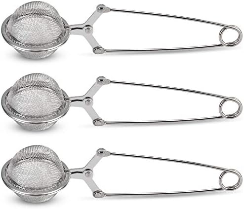 Snap Ball Tea Strainer, JEXCULL 3 Pack Premium Stainless Steel Tea Strainer with Handle for Loose Leaf Tea Fine Mesh Tea Balls Filter Infusers (Normal)