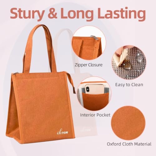 iknoe 9L Insulated Lunch Bag for Men & Women, Leak-Resistant Orange