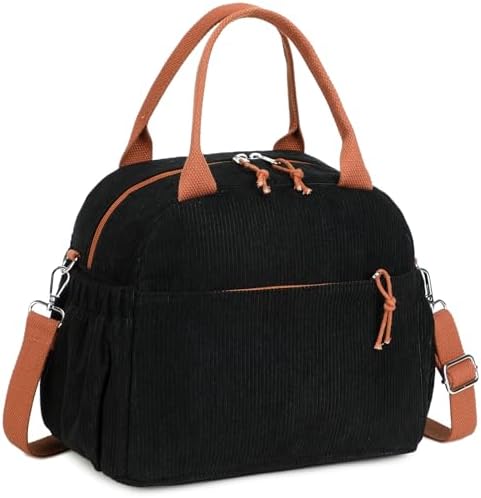 Bluboon Lunch Bag for Women Men Cute Corduroy Lunch Tote Bags Reusable Insulated Lunch Box Large Capacity Reusable Insulated Cooler for Work Picnic or Travel