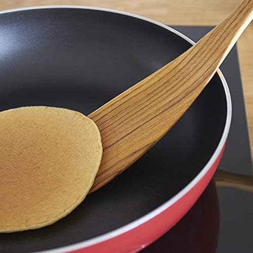 FAAY 11.5” Left-Hand Compact Wooden Spatula – Angled Teak Turner for Left-Handed Cooking, Flat Wide Blade for Stir-Fry, Flipping & Scraping, Handcrafted Thai Teak, Safe for Nonstick Cookware