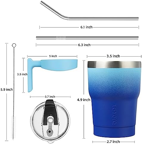 BJPKPK 10 oz Mini Tumbler with Lid, Straw & Handle, Insulated Steel Cup