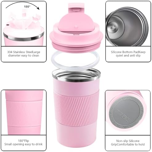 Insulated Travel Coffee Mug, Stainless Steel Coffee Cup with Leakproof Lid