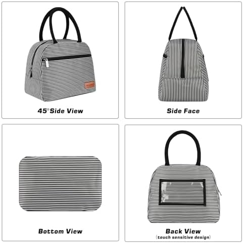 BALORAY Lunch Bag for Women Men Adult Lunch Box (Zipper Stripes), M