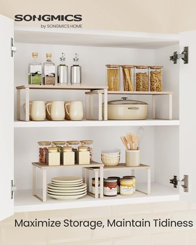 SONGMICS Cabinet Organizer Shelf, Set of 2 Spice Rack, Kitchen Storage