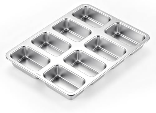 LIANYU Mini Loaf Pan, 8-Cavity Stainless Steel Baking Pan for Small Bread