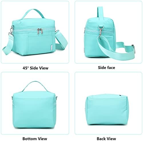NOL Insulated Lunch Bags for Women Cooler Bag Lightweight Nylon Waterproof Lunch Box for Work Cyan Small 4L