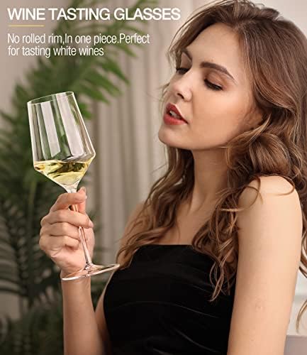 OJA Wine Glasses Set, Crystal White Hand Blown Wine Glass, Set of 4,15 oz