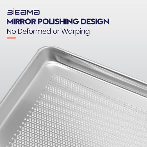 BIEAMA 6 Pack Full Size 18" x 26" Aluminum Baking Sheet Pan Perforated, Commercial Bakery Equipment Cookie Sheets, NSF Approved Baking Tray