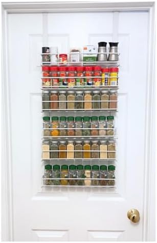 Evelots Over the Door Spice Rack Organizer, 6-Tier, Holds 54 Spices, White