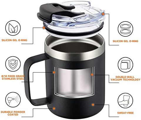 12oz Insulated Travel Coffee Mug with Handle, Plum