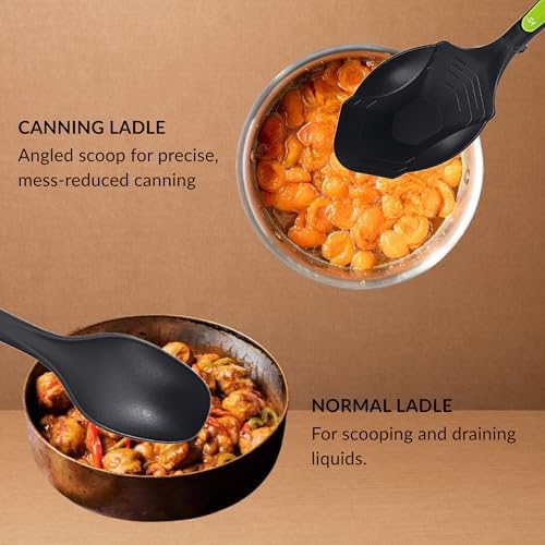 Supa Ant 5 Pieces Kitchen Cooking Utensils Set, XL Canning Scoop - Nylon Ladle with Holes - Pasta Spoon/Fork - Slotted Spoons Kitchen Gadgets Utensil Set