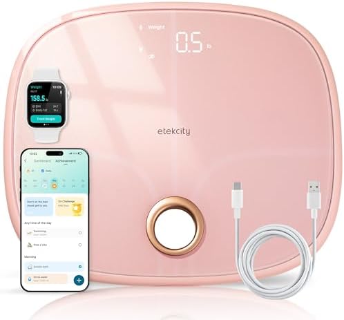 Etekcity Rechargeable Smart Scale for Body Weight, FSA Eligible, Pink