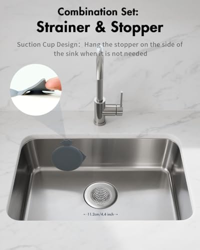 Upgraded Reversible Sink Drain Strainer & Kitchen Sink Stopper Set