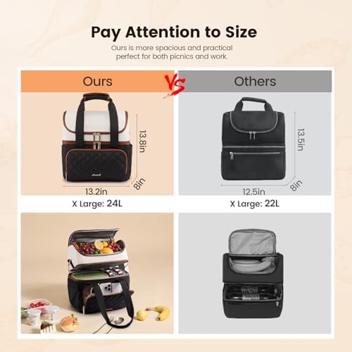 LOVEVOOK Insulated Lunch Box for Women,X Large Double Deck Adult Lunch Bag
