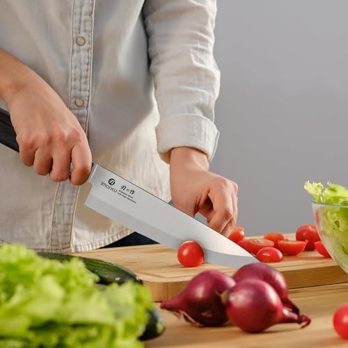 imarku 8 Inch Japanese Chef Knife,Single-Bevel Edge HC Steel Kitchen Knife