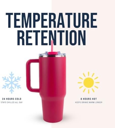 Big Swig 40oz Tumbler with Handle and Straw - Hot Pink, 40 oz Tumbler, Insulated Cup with Handle, 40oz Water Bottle with Straw, Thermal Cups, Leak Proof Lid, Travel Mugs, Stainless Steel