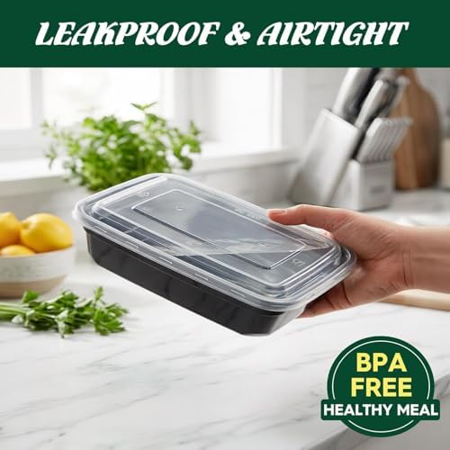 Glotoch Meal Prep Containers 32oz 400 Pack(800 Piece) with Lids, Reusable 1-Compartment Food Storage Containers, Bento Lunch Boxes, Microwave/Freezer/Dishwasher Safe, BPA-Free Takeout Boxes