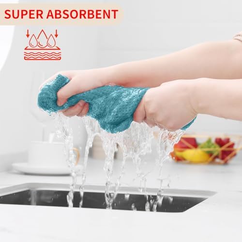 Homaxy 100% Cotton Waffle Weave Kitchen Dish Cloths 24-Pack, Lake Blue
