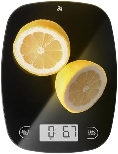 Greater Goods Food Scale, Slim & Compact Build, 1g Precision (Black Glass)