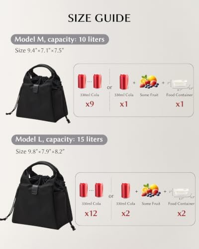 EACHY Insulated Lunch Bag for Women, Upgraded 13L Large Capacity Lunch Box, Stylish Drawstring Tote with Stain-Resistant Wipe-Clean Lining, Thermal Cooler Carrier for Work, Nursing and Commute