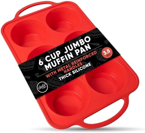 BAKE BOSS Silicone Jumbo Muffin Pan, 6 Cup Nonstick Cupcake Pan, BPA-Free