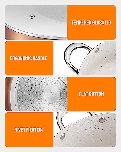 BEZIA 8 Quart Nonstick Stock Pot with Lid, Induction Cooking Pot PFOA-Free