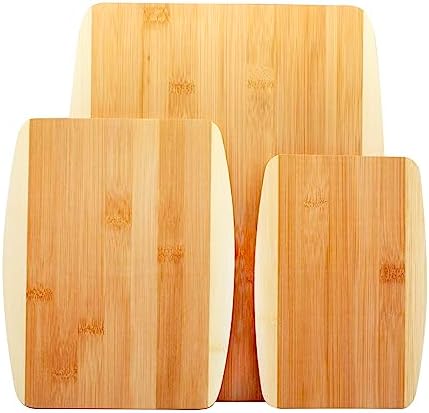 Bamboo Cutting Board, Chopping Board Set: Great for Meal Prep and Serving, Charcuterie, Eco-Friendly Wood Cutting Boards in Assorted Sizes