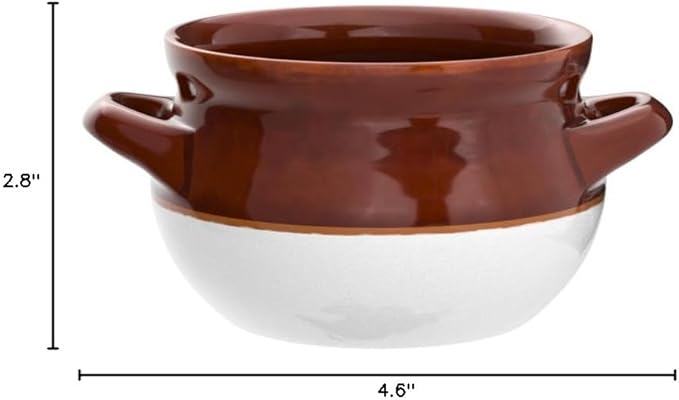 French Onion Soup Bowls with Handles, 16 Oz Ceramic Soup Serving Bowl Crocks - Oven Safe Bowls for Chili, Beef Stew, Cereal, Pot Pies, Set of 4