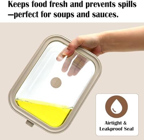 50 oz Glass Food Storage Containers with Glass Lids, 2 Pack
