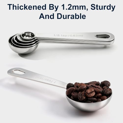 Bopei 14-Piece 18/8 Stainless Steel Measuring Cups and Spoons Set, Silver