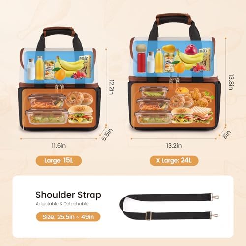 LOVEVOOK Insulated Lunch Box for Women,Large Double Deck Adult Lunch Bag