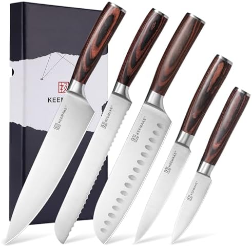 KEEMAKE Kitchen Knife Set of 5, Professional Razor Sharp Chef Knife Set