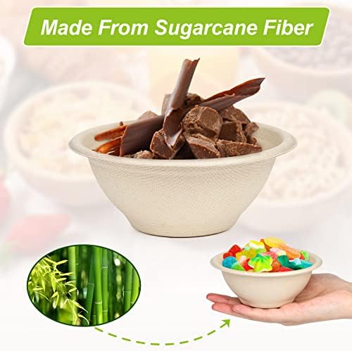 6oz Small Compostable Paper Bowls, 100 Pack Biodegradable Bagasse