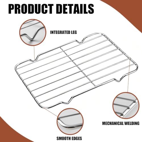 Small Cooling Rack, Stainless Steel Wire Rack for Cooking, Equipped with Four-Legged Rectangular Wire Meat Roasting Rack, Heavy-Duty Small Baking Rack, Metal Bacon Roasting Pan