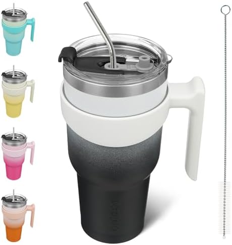 BJPKPK 40 oz Tumbler with Handle & Straw, Insulated Stainless Steel Mug