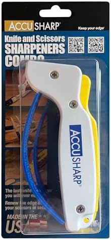 AccuSharp Hand-Held Carbide Blade Sharpener & ShearSharp Scissor Sharpener, Restores and Hones Straight & Serrated Knives, Revives the Edge of General Purpose Scissors