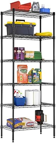 BestOffice | 6-Tier Wire Shelf | 13" x 23" x 59 | Black
