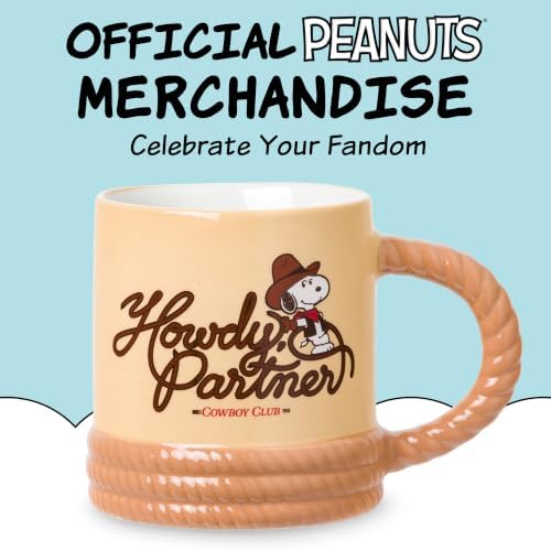 Silver Buffalo Peanuts Western Howdy Partner, 3D Sculpted Mug, 20oz