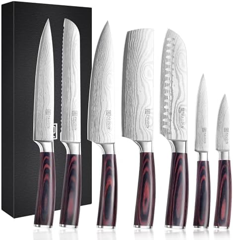 PAUDIN Chef Knife Set, 7 Pieces Kitchen Knife Set, Ultra Sharp Knife Set