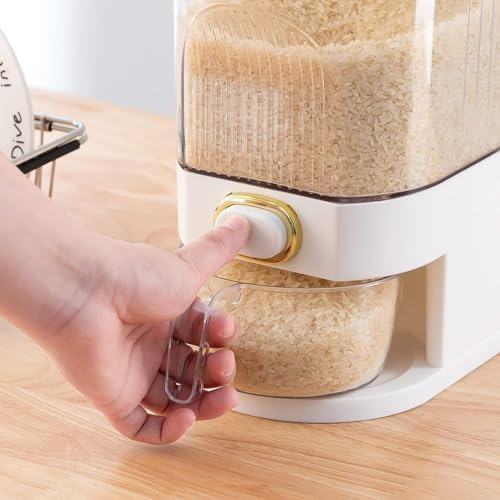 Sooyee Clear Rice Dispenser 11Lb with Measuring Cup