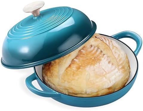 6 QT Enameled Cast Iron Round Bread Oven, Sourdough Dutch Oven