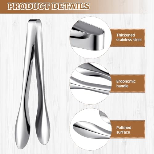 3 Pack Silver Polished Serving Tongs 9 Inch,12 Inch, 6 Inch