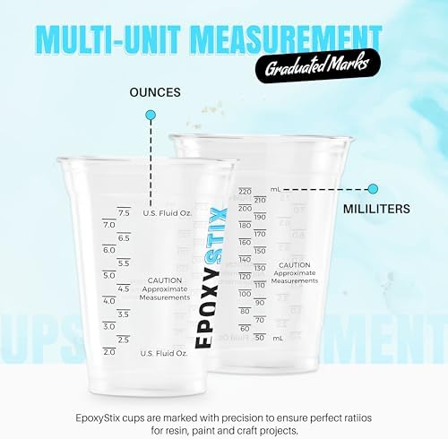 [Pack of 250] 10oz Disposable Measuring Cups for Mixing Epoxy Resin - Measurements in mL and Oz - Multipurpose Reusable Paint, Epoxy, Stain, Liquid Mixing Cups