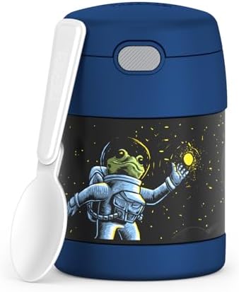 THERMOS FUNTAINER Kids Food Jar with Spoon, 10oz, Space Frog