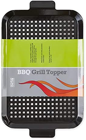 RSVP International Porcelain Coated Steel BBQ Grill Tray/Pan, Outdoor Barbeque Grilling Accessories for Cooking Fish & Vegetables, Dishwasher Safe, Medium, 16.75x10"